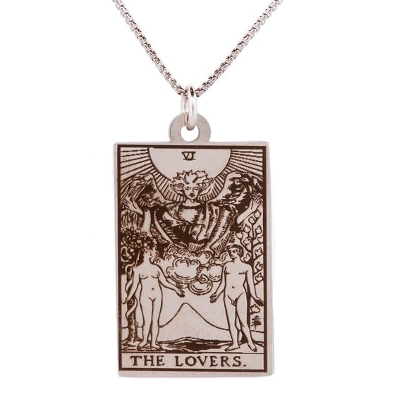 THE LOVERS Tarot Card Stainless Steel Necklace - Picture 2 of 3
